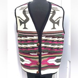 Vintage Hand Woven Southwestern Style Vest Made In Ecuador Tahuantinsuyo  XL